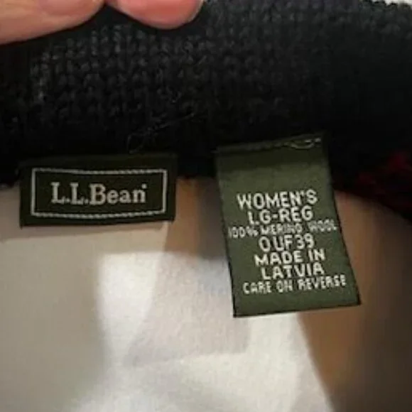 LL Bean 100% Merino Wool Button Down Patterned Knit Cardigan Sweater Women's L - Picture 6 of 6